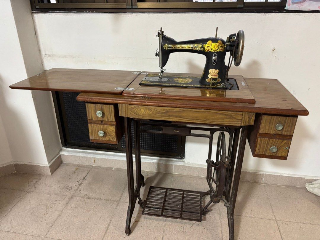 Vintage Standard Sewing Machine with Wooden Table