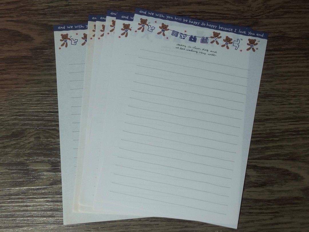 WASHING BEARS LETTER SET (Category: Craft Supplies & Tools) located in Batangas. Submitted by amerie_store (Listing ID 1378956848, Image 2). Description: -WYSIWYG -complete; 8pcs. sheet/ 4pcs. envelope 🔊Kindly visit & follow my FB page for more updated Toys,Aniks,etc...🤩 🌈👉AMERIE STORE👈🌈 📌Mine Now,Pay after invoice 📌No refund MOP: Gcash 🚛 Flash Express.