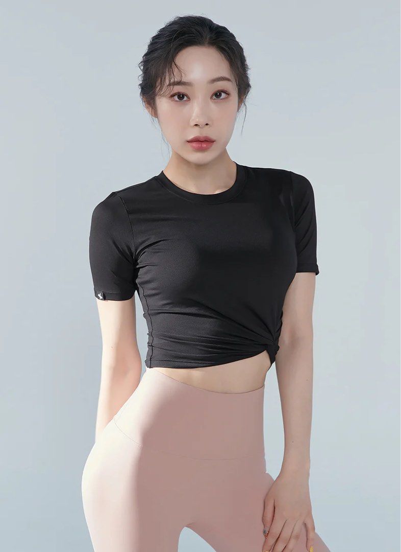 xexymix yoga top (Category: Activewear) located in Singapore. Submitted by jbeomy (Listing ID 1379068497, Image 1). Description: xexymix fresh feather twist crop short sleeve top in black color and pure blue color both size L bought in korea worn a few times but still in very good condition $5 each tags yoga sports active wear tennis pilates spin indoor cycling running exercise short sleeves crop cropped light baby.
