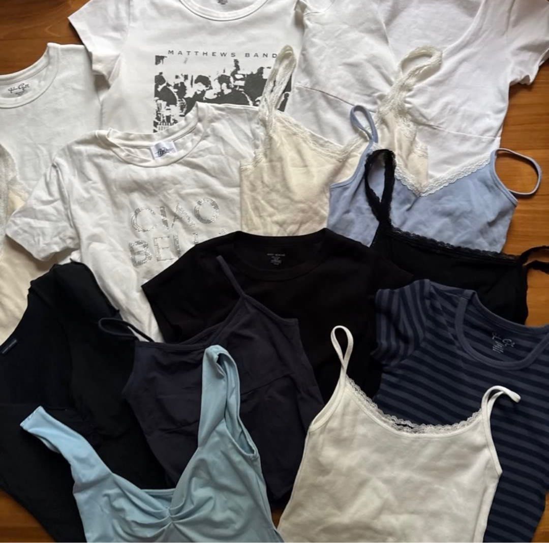 Y2K tank top baby tee lace vintage top brandy melville white fox clothes bundle wholesale (Category: Shirts) located in Singapore. Submitted by meowsicle (Listing ID 1378979692, Image 2). Description: Y2K tank top baby tee lace vintage top brandy melville white fox clothes bundle ALL 14 tops FOR $126!! !! Fast deals all 14 for $110 (deal in a day) No exchange/ refunds No extra pictures or measurements will be given. Some are insp of the brand (i 