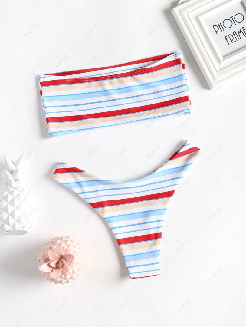 Zaful Tube Stripes Bikini | Multicolor | Two Piece (Category: Bikinis & Swimsuits) located in Makati City. Submitted by veentaph (Listing ID 1379113814, Image 2). Description: - Price Posted is FIXED - No Bidding / First to pay gets the item. - Brand New - RFS: Wrong Size - Size S on tag - Fits XS to S Colors may look different depending on lighting. 🚚 : J&T / Lalamove 🧾: GCASH/BPI/COD 📍: Makati.