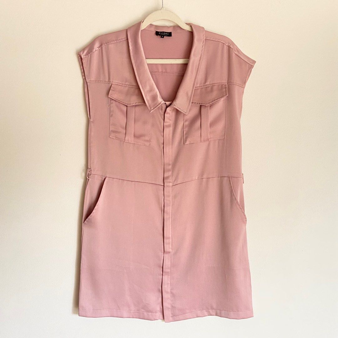 ZALORA rose satin dress (Category: Dresses) located in Quezon City. Submitted by fleurcore (Listing ID 1379082132, Image 1). Description: — PERFECT shade of pink/old rose 🎀 — for office/girlboss fits & tita fits — never been worn — has a tie to cinch waist & pockets (functional!) — best fits small-medium frames 💌 dm for more pics/inquiries (can’t guarantee ww pics but can provide close ups).