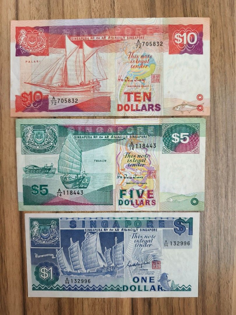 新加坡幣帆船直版$10 $5 $1, 興趣及遊戲, 收藏品及紀念品, 錢幣- Carousell