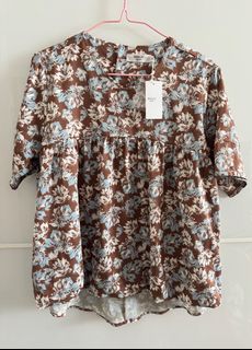 全新日本貴牌 Makelet Lyon top 碎花襯衫短袖上衣64245340969474110