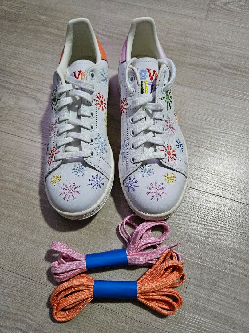 Adidas Stan Smith Floral Embroidered Sneakers, Women's Fashion