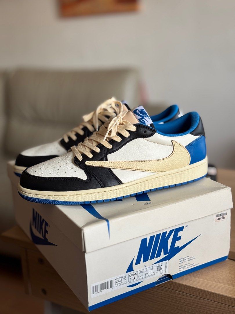 Air jordan 1 travis scott fragments (Category: Sneakers) located in Mandaluyong City. Submitted by JC0930 (Listing ID 1379131661, Image 3). Description: Jordan 1 Low Travis Scott Fragment Size 13 US Used (9/10) Local release ₱65,000 (negotiable) Parañaque Unli vouch / video call / legit check 100% authentic or moneyback guarantee if proven fake Dm 📩.