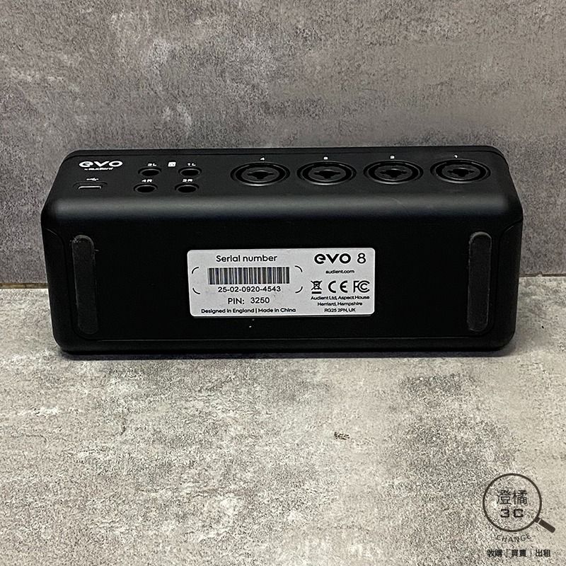 由 change12336 (刊登 ID 1379154242，圖片 2) 提交，位於 台北市 (Taipei) 的 『澄橘』Audient EVO8 直播錄音介面《二手 盒裝 中古》A77415 (類別：其他音響配件及設備)，說明：Audient EVO8 直播錄音介面 店保七天 功能正常 90%新，外觀有小使用痕跡，無撞傷或掉漆 盒裝無配件 本賣場商品因於店家同步銷售流通快，請於下標前先詢問是否有貨。 ( 下標後如需自取請參閱關於我中的店家資訊。) 下標後請於 3 天內完成交易，並將您的收件資料填寫於買賣留言板中。 ( 請留收件人姓名、地址、電話。) 賣場交易方式 : 到店自取、超商取貨付款、信用卡(店家使用)、輕鬆付(黑貓宅配)。 購買前如有任何問題請多利用問與答或賣場即時通，若我們未回覆您的問題，表示不同意或未讀您的發問，若已下標將以網頁說明為主。 保固中商品如有故障請直接找代理商，過保商品自賣場售出後提供 7 天保固，7 天後須自行負擔維修費用。 我們注重每一筆商品交易的品質，