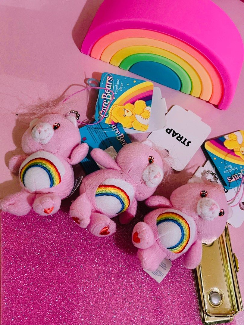 Care Bears Cheer Bear Keychain (Category: Character Goods) located in Pasig City. Submitted by babystarcandykoo (Listing ID 1379283878, Image 1). Description: Care bears Cheer Bear Keychain 150 each. 3 pcs available.