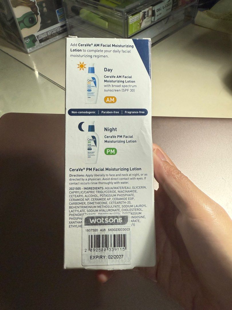 CERAVE facial moisturizing lotion (Category: Face Care) located in Quezon City. Submitted by aikoa (Listing ID 1379254550, Image 3). Description: Authentic Bought from Watsons for P1450, see sticker but no price. U can search online :)) Used (90% remaining content) RFS: not for my skin .