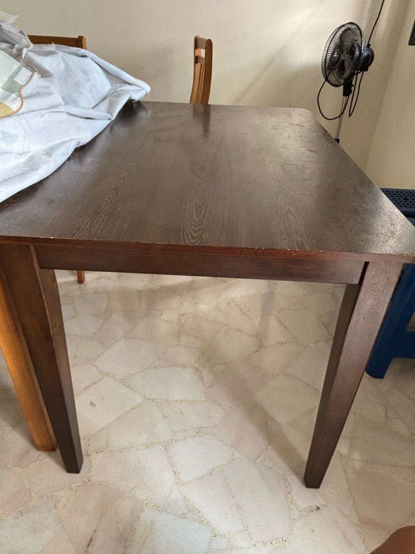 Dining Table (Category: Tables & Sets) located in Singapore. Submitted by cngcheng (Listing ID 1379143533, Image 1). Description: Dining Table only L120 x W75 x H74 Stable and firm. A few scratches as seen in photo, still in good condition *Includes delivery .