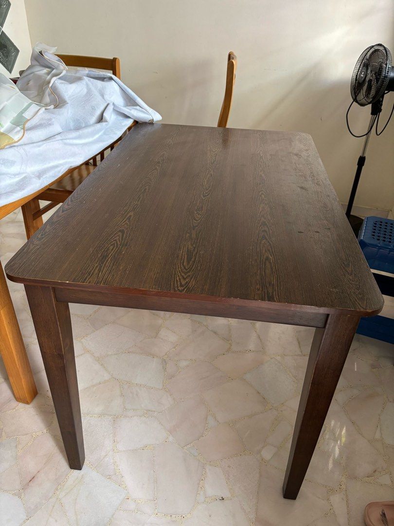 Dining Table (Category: Tables & Sets) located in Singapore. Submitted by cngcheng (Listing ID 1379143533, Image 3). Description: Dining Table only L120 x W75 x H74 Stable and firm. A few scratches as seen in photo, still in good condition *Includes delivery .