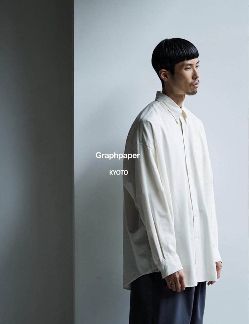 Graphpaper 京都3周年限定　スーピマオックスフォードシャツ BASIC] Oxford L/S Oversized Band Collar Shirt – Graphpaper