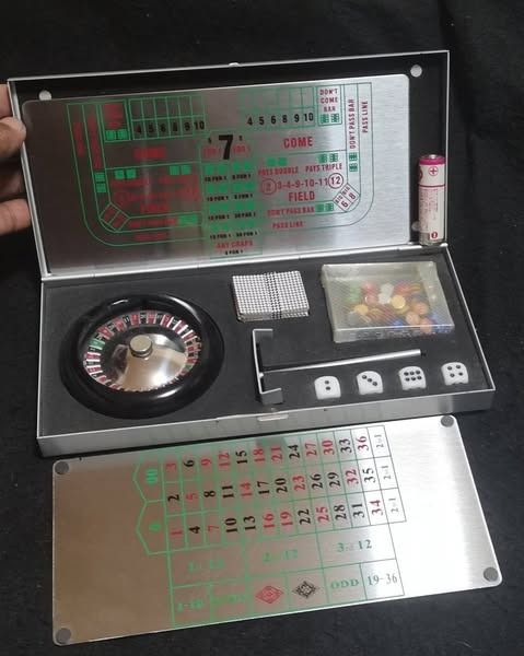 Mini Vegas Casino Table (Category: Tables & Sets) located in Los Banos. Submitted by princessbotique (Listing ID 1379241867, Image 2). Description: Mini Vegas Casino Table Portable Metal Box Only Php 500 Preloved As is See pix for details First come First Serve Please add shipping fee From Los Banos Laguna Meetups per arrangement MOP GCash first to pay basis No reservations No COD No checkout PM MY PAGE if interested Please Like and Follow .