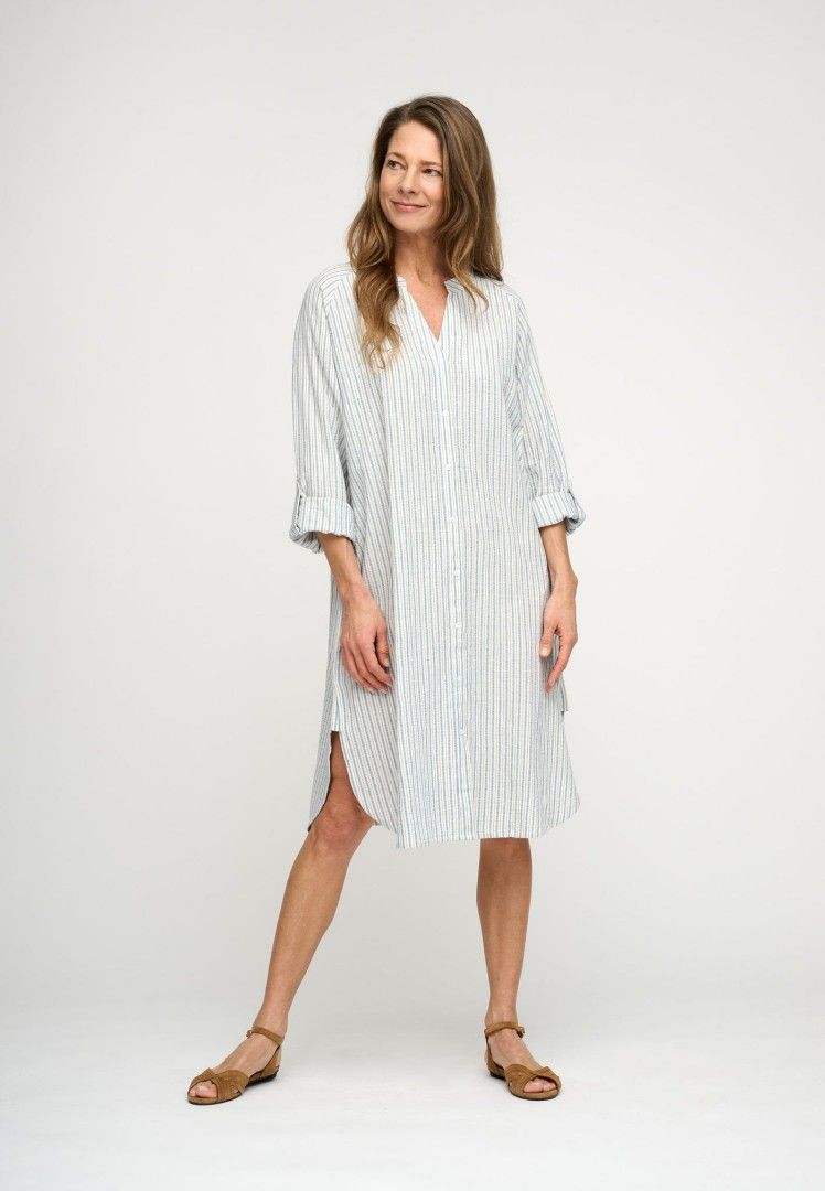 Muji Striped Linen Shirt Dress - Size S, Women's Fashion, Dresses & Sets,  Dresses on Carousell
