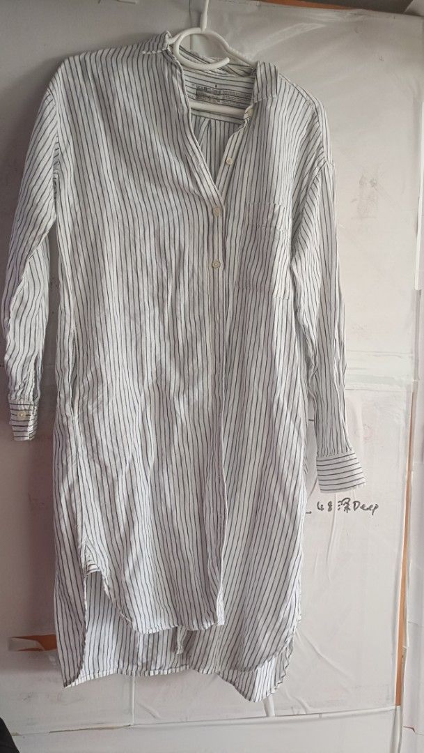 Muji Striped Linen Shirt Dress - Size S, Women's Fashion, Dresses & Sets,  Dresses on Carousell