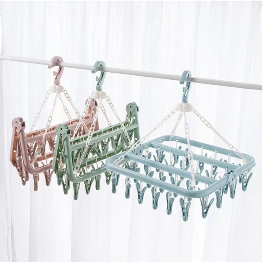 Multi-Purpose Clothes Drying Rack with Clips