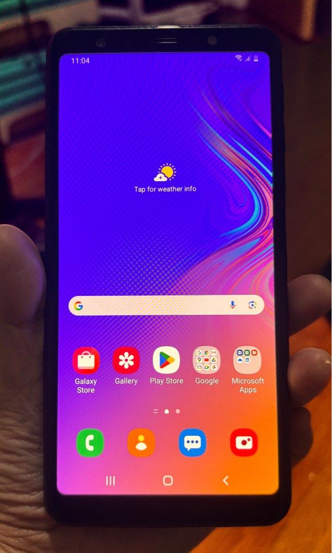 Samsung Galaxy A7 | 4 GB+64 GB (Category: Samsung) located in Quezon City. Submitted by Third (Listing ID 1379151693, Image 1). Description: Samsung Galaxy A7 | 4 GB + 64 GB -Battery easily gets drained, might need replacement (needs to be charged twice a day) -Never been repaired -Touch and Face ID working -Power button needs to be pressed hard for it to open -With free earphones and phone casing -Charger not included *Videos available upon requ