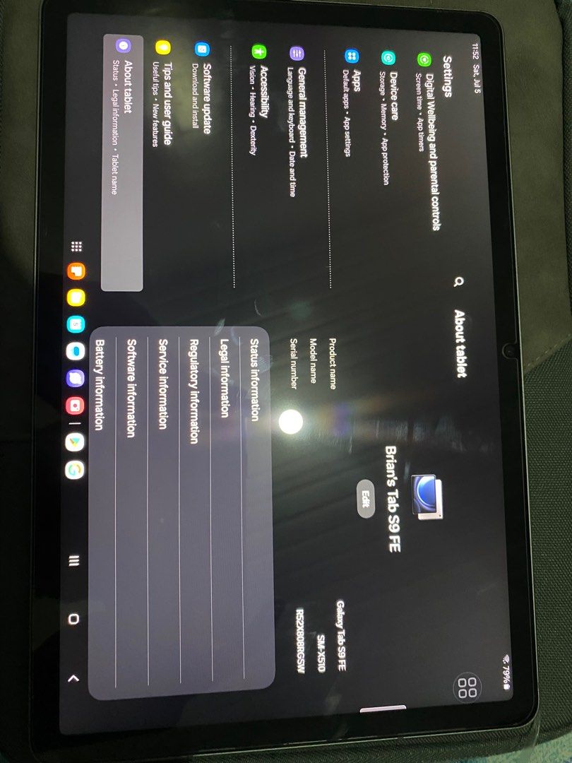 Samsung S9 FE (Category: Android) located in Manila. Submitted by solinabria87901 (Listing ID 1379136423, Image 3). Description: Samsung Galaxy Tab S9 FE (Wi-Fi) + FREE Samsung Keyboard & S Pen – Excellent Condition! ✅ Tablet: Samsung Galaxy Tab S9 FE (Wi-Fi) ✅ Screen Size: 10.9-inch WUXGA+ LCD (90Hz) ✅ Processor: Exynos 1380 (Octa-core) ✅ RAM: 6GB ✅ Storage: 128GB (Expandable via microSD up to 1TB) ✅ Color: Gray ✅ Operating System: Android 13 (O