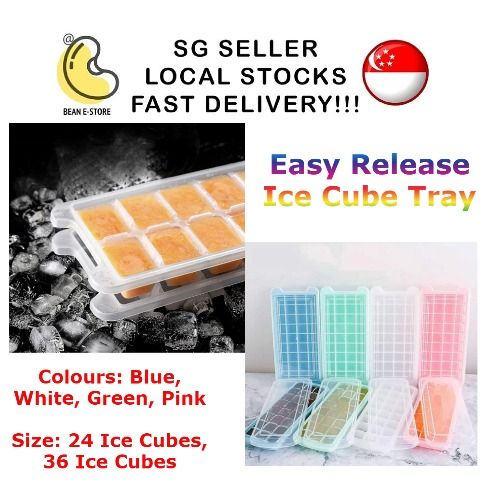 Stackable Ice Cube Trays Lids (Category: Food Organisation & Storage) located in Singapore. Submitted by emmashoppingg (Listing ID 1379287232, Image 1). Description: Color: White 24 Cubes = 20.00 Green 36 Cubes = 25.00 White 36 Cubes Pink 36 Cubes Size: 24 Ice Cubes, 36 Ice Cubes Colours: Blue, White, Green, Pink 🔴BUYER PLEASE TAKE NOTE🔴 ☑️We are a local seller ☑️Items are ready stock in Singapore ☑️No meet up or self collection 🏠 Door to Door