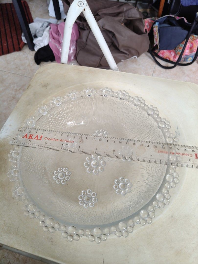 Vintage Glass Bowl with Floral Design