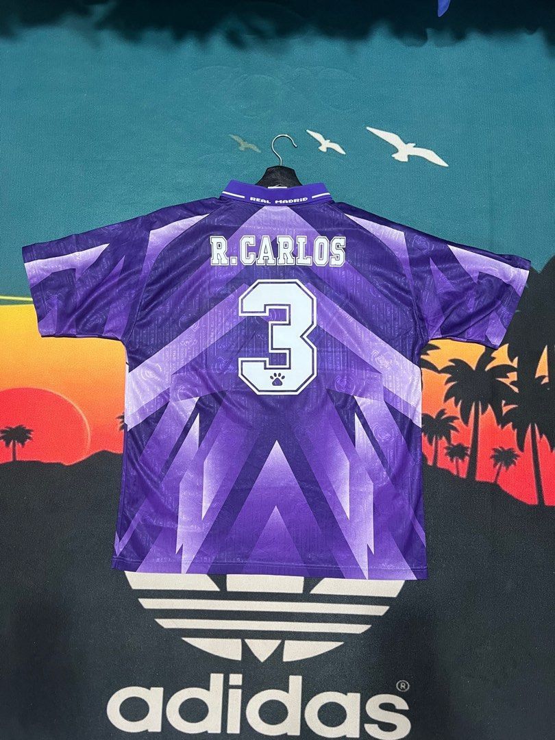 #3 Roberto Carlos Real Madrid Away 1996 soccer/football jersey/kit rare/retro/vintage (Category: Activewear) located in Singapore. Submitted by dreamsstore (Listing ID 1379447099, Image 1). Description: #3 Roberto Carlos Real Madrid Away 1996 jersey !! Jersey in a very good condition for its age ! SIZE : XL ❗️❗️❗️ Pit : 24.5 inches Length : 30 inches FREE POSTAGE INCLUDED FOR ALL SHIRTS🎉🎉🎉 Some bobbling is expected for retro jerseys but condit