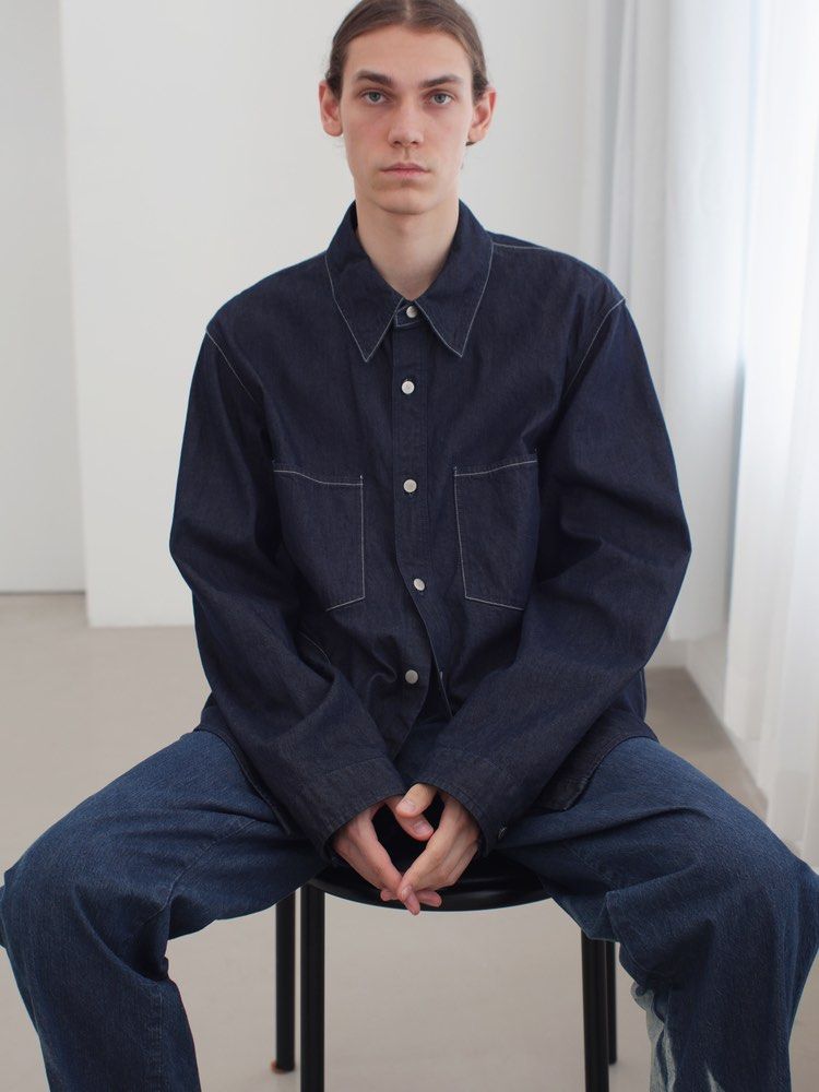Auralee 21Ss hard twist light Denim Shirt Blouson Indigo, 他