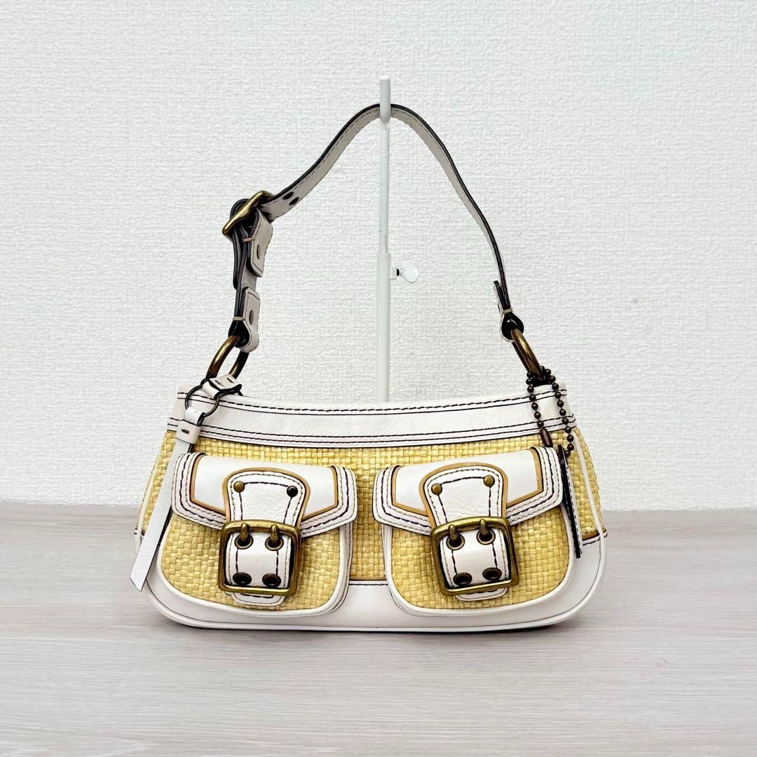 Coach Legacy Buckle Straw Shoulder Bag G89, Luxury, Bags