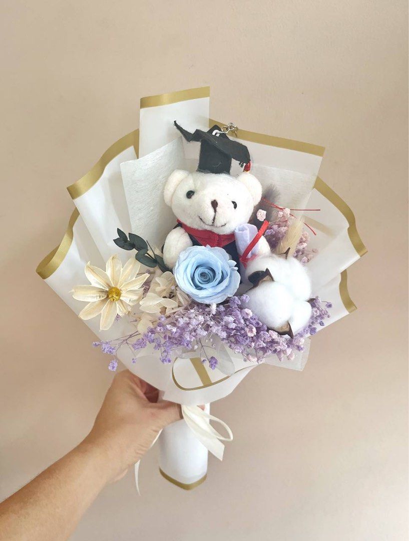 Graduation Bouquet PRESERVED ROSES (Category: Flowers & Bouquets) located in Singapore. Submitted by hithereitsmedora (Listing ID 1379382506, Image 1). Description: comes with gift bag and gift card! tags: crochet preserved rose flower bouquet boyfriend girlfriend husband wife birthday anniversary monthsary pretty fresh flower bouquet gift birthday.