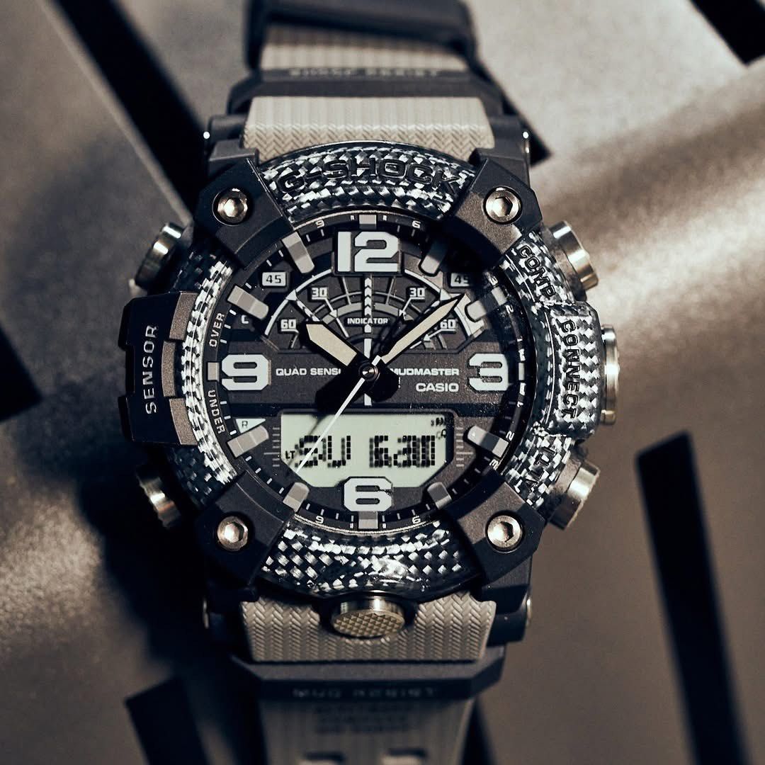 Gshock Mudmaster GG-B100-8A (Category: Men's Watches) located in Manila. Submitted by seikowatchfactory (Listing ID 1379409264, Image 3). Description: Brand New in Box 10/10 Model: GG-B100-8A Price: 13500 pesos Specifications: Case Size: 55.4 x 51.3 x 19.4mm Weight: 92g Case and bezel material: Carbon/Resin Resin Band Shock Resistant Mud Resistant Carbon Core Guard Structure 200-meter Water Resistance Bluetooth: Connects to a smartphone and autom