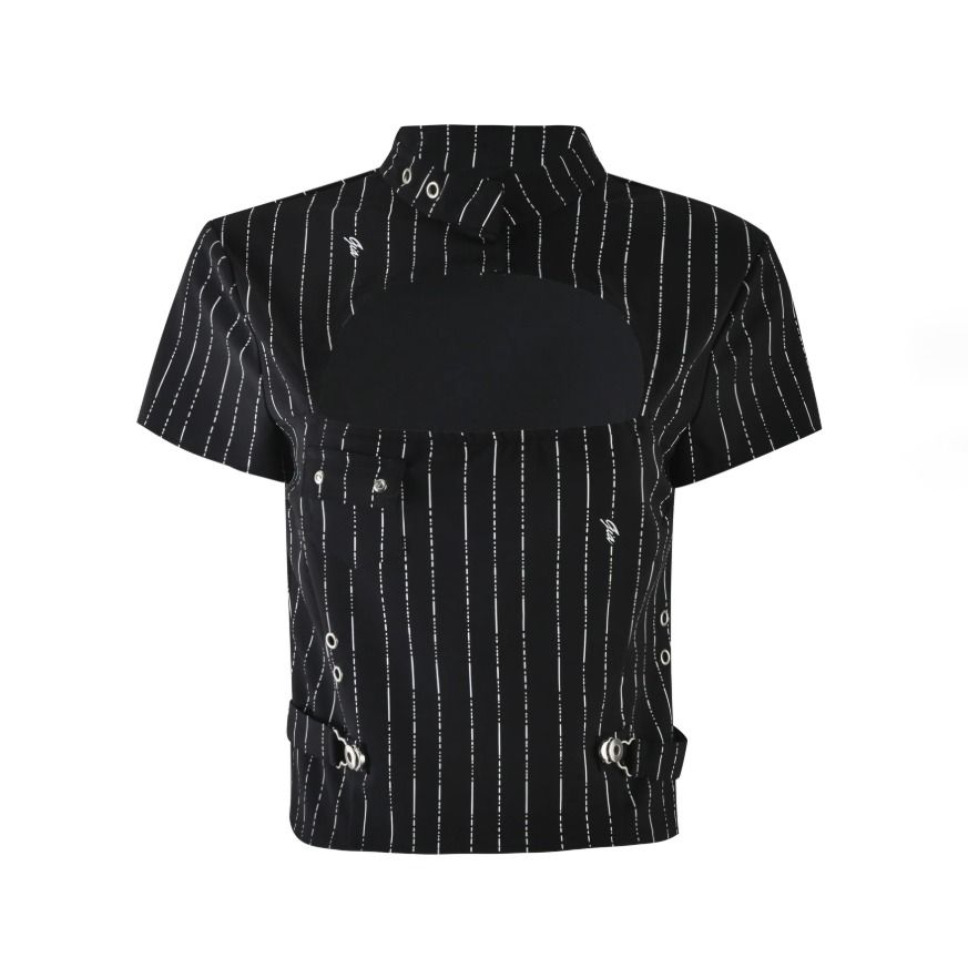 i.am.gia FRAN TOP (Category: Others Tops) located in Valenzuela. Submitted by sheenstation (Listing ID 1379444826, Image 1). Description: I.AM.GIA FRAN TOP •Black corset style top featuring pinstripe print with custom 'GIA' logo detailing throughout Exclusive I.AM.GIA All over print - Designed in house by our design and graphics team •Cropped length and tailored silhouette •Capped short sleeves •Featuring mock neck silhouette trimmed with snap bu