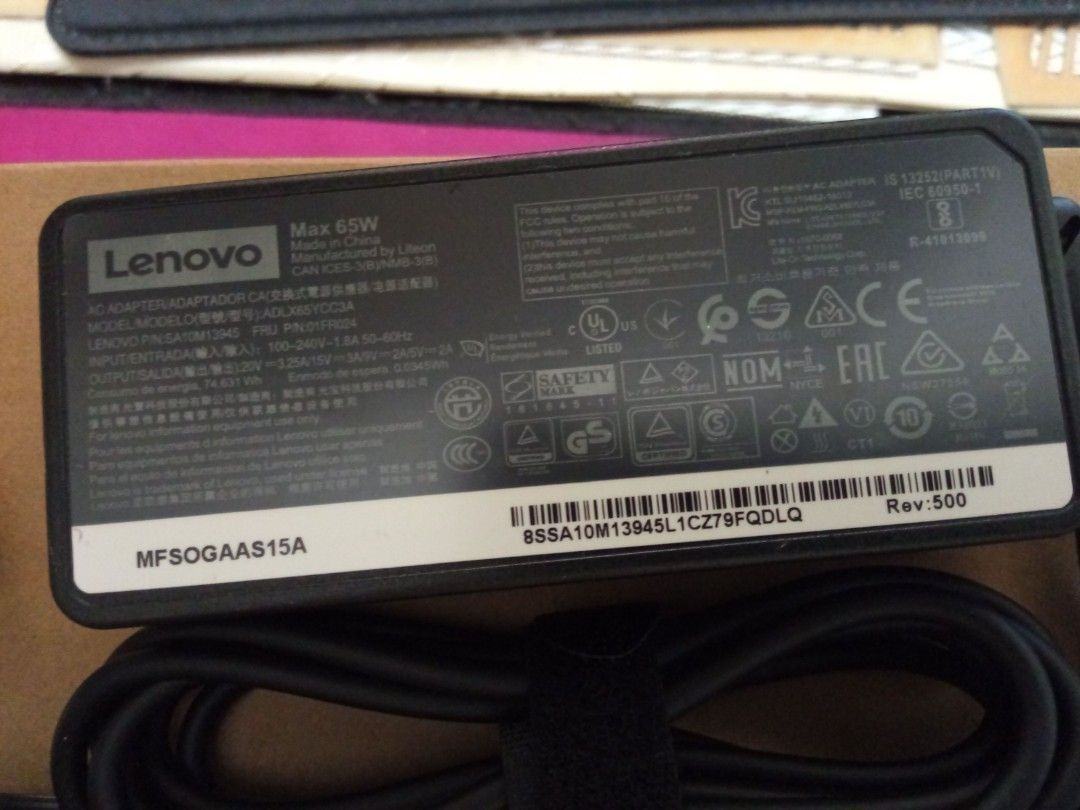 lenovo type c 65 watts laptop charger (Category: Laptops & Notebooks) located in Mandaluyong City. Submitted by richardolshoppe (Listing ID 1379397355, Image 3). Description: Lenovo Laptop charger Type C 65 watts brand new 1 month warranty replacement.