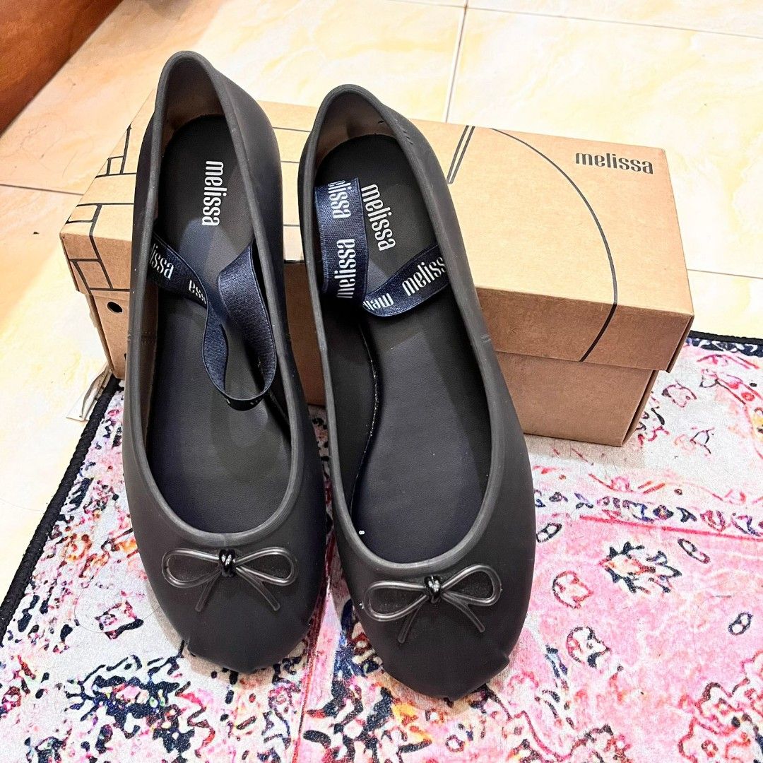 melissa sophie AD Pearly Black/ ballerina shoes Black, Fesyen