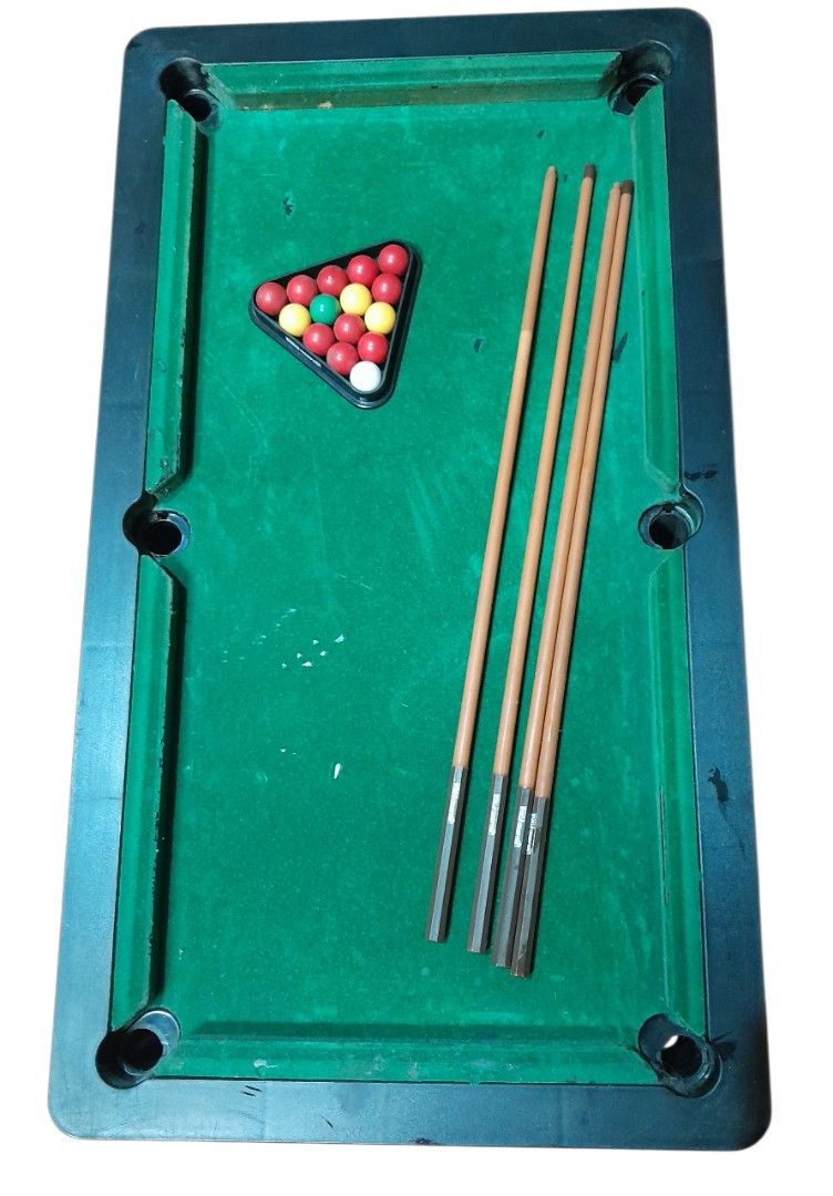 Mini Billiard Playset (Category: Kids Toys) located in Mandaluyong City. Submitted by twixie94147 (Listing ID 1379348244, Image 3). Description: Size of billiard table: Length = 26 inches Width = 14 1/2 inches.