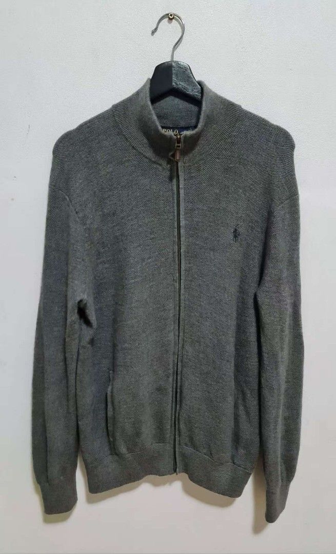 Polo Ralph Lauren 100% Wool Full Zip Grey Sweater(Size L) (Category: Men's Clothes) located in Sydney. Submitted by desirably (Listing ID 1379515030, Image 2). Description: Ralph Lauren 100% Wool Full Zip Grey Sweater(Size L) for $95(RRP $399). Worn lightly&in good condition. Slight pilling on back of left arm(see last pic). - Soft Italian wool - Regular fit - Full-zip front with a leather zipper pull - Long sleeves with rib-knit cuffs - Two fron