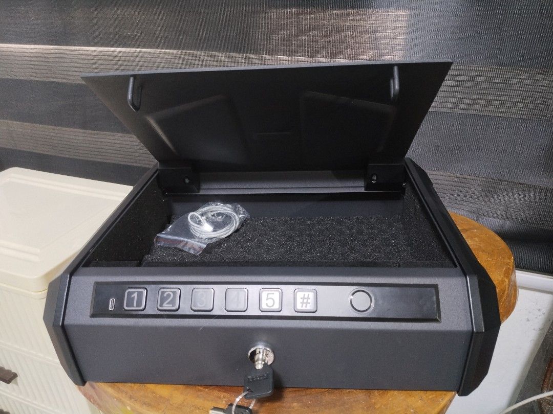 Safety Vault for Hand Guns (Category: Safe) located in Caloocan City. Submitted by 5veezonlineshoppe (Listing ID 1379487045, Image 3). Description: Gun Vault Car Gun Vault Digital Safety Vault for Hand Guns Inside LED Lightning Fingerprint Manual Key Digital Code can be Mounted External Dimension 14.2 x 11.3 x 3.9 inches L x W x H Internal Dimension 14.1 x 9.3 x 3.7 inches L x W x H for inquiries you may contact us at #gunvault #gunsafes #safetyv