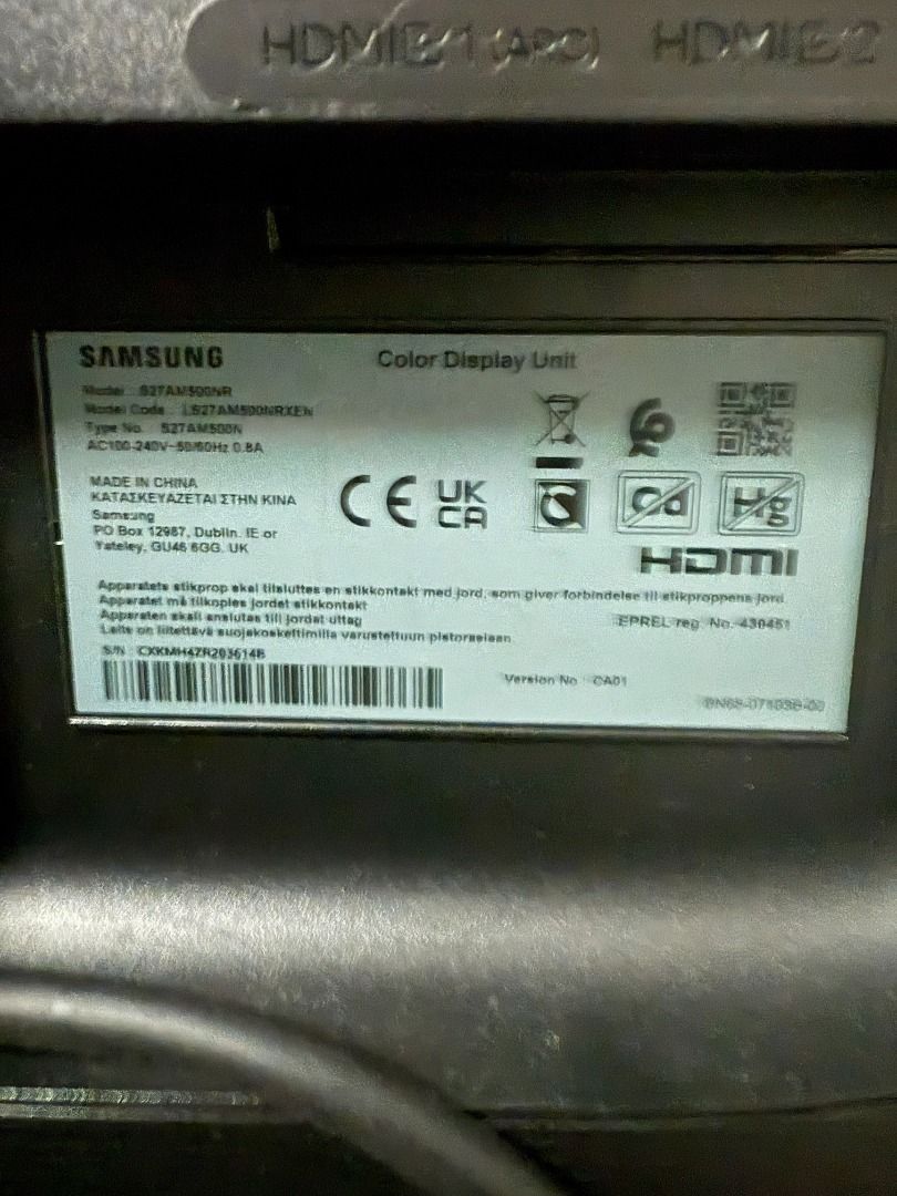 Samsung 27" Monitor S27AM500NR63224765102721111