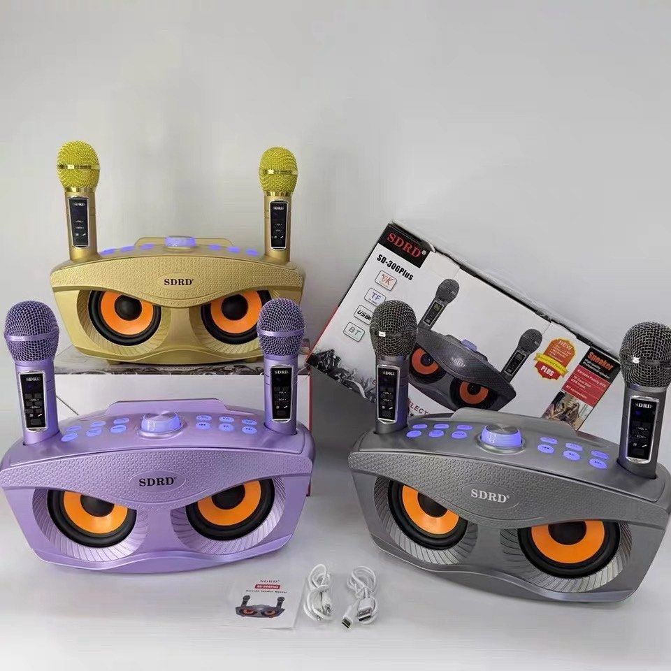 SDRD - SD306 Plus - Family Karaoke Owl Bluetooth Speaker with 2 wireless microphones63073562253697111