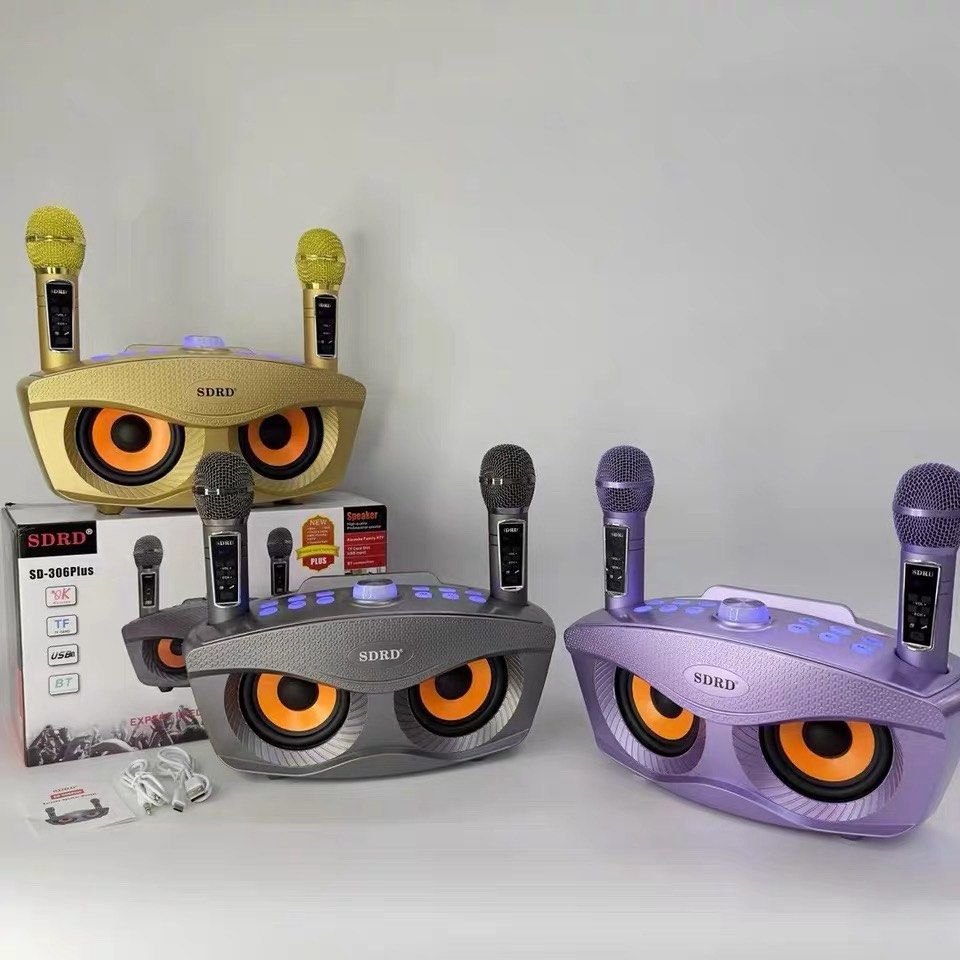 SDRD - SD306 Plus - Family Karaoke Owl Bluetooth Speaker with 2 wireless microphones63073562253697112