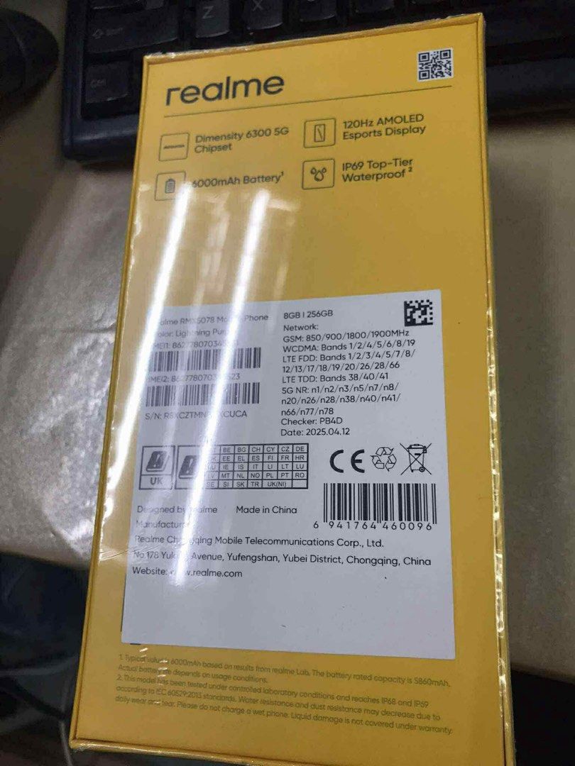 Sealed Realme 14T 8GB/256GB (Category: Realme) located in Manila. Submitted by ace02_ (Listing ID 1379421747, Image 2). Description: For SALE ONLY… Realme 14T Brand New Sealed For Interested Buyer pm or send me dm to 09665828473 .