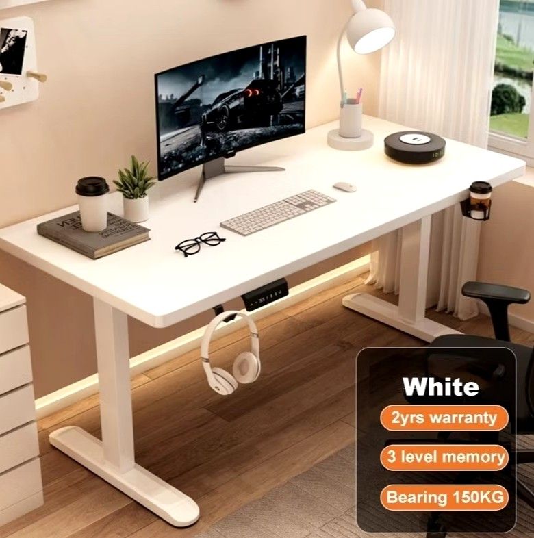 [SG🇸🇬 ready stock]Solid Wood Electric Height Adjustable Table Ergonomic Standing Desk