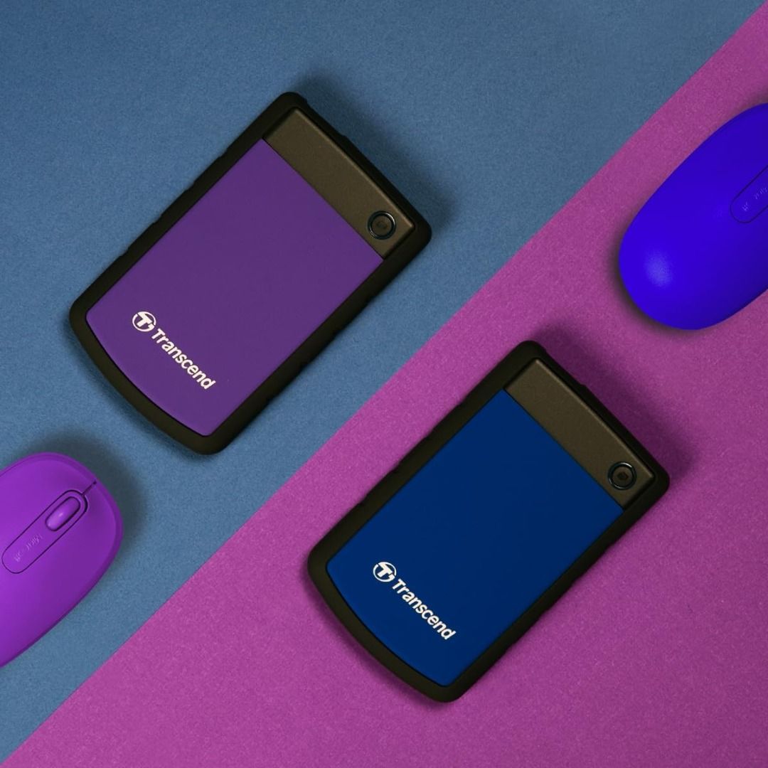 Transcend 2TB StoreJet 25H3 External Hard Drive (Category: Hard Disks & Thumbdrives) located in San Juan City. Submitted by princessshyph (Listing ID 1379367604, Image 2). Description: Available Colors: Blue Purple 🔥 Transcend 2TB StoreJet 25H3 External Hard Drive – USB 3.1 | Shockproof | High-Speed | Durable | Backup Made Easy 🔥 📦 Product Features: ✅ 2TB High Capacity – Store thousands of photos, videos, games, and large files ✅ USB 3.1 Gen 1