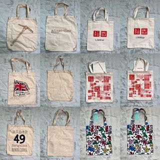 UNIQLO Reusable Natural Beige Canvas Shopping TOTE BAGS 布袋 環保袋64205548631683110