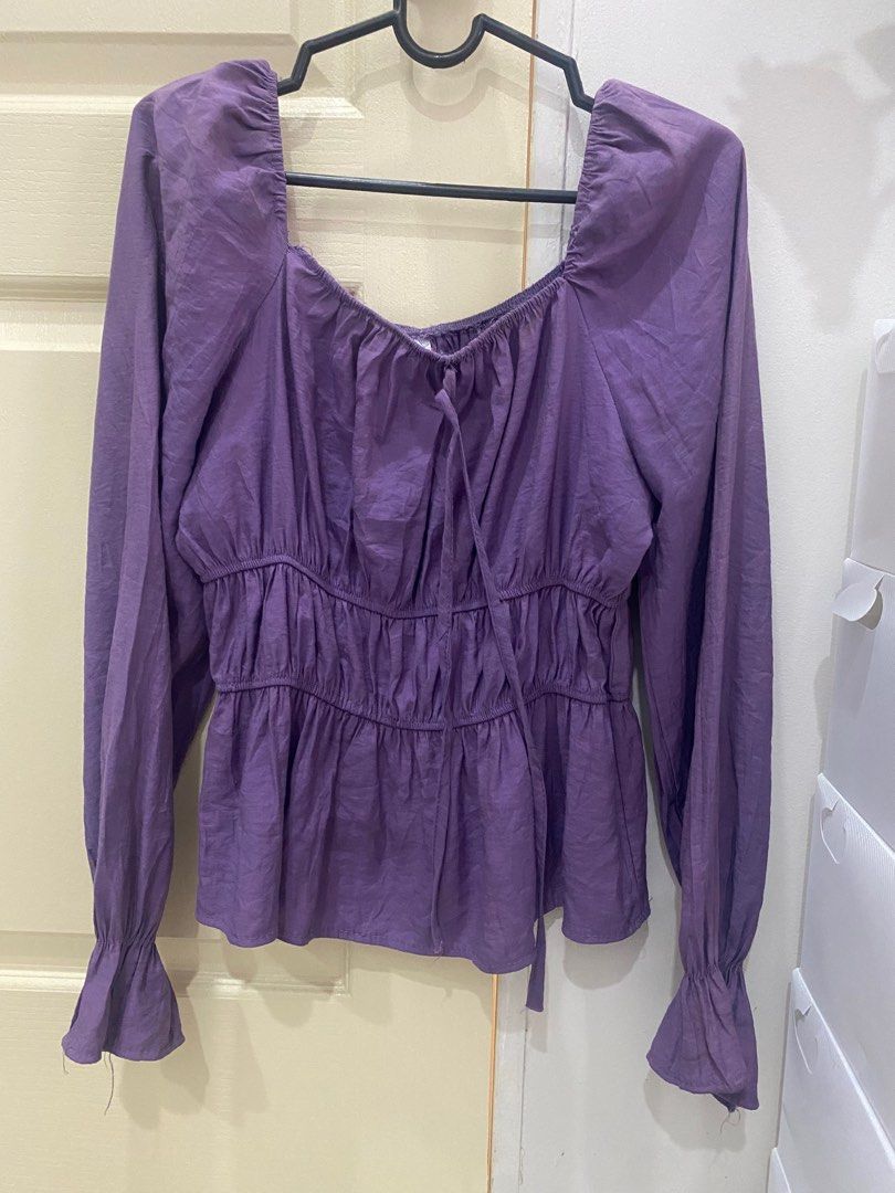 Violet Ruffled Cute Blouse (Category: Longsleeves) located in Aurora. Submitted by decluttersbymar (Listing ID 1379422576, Image 1). Description: .