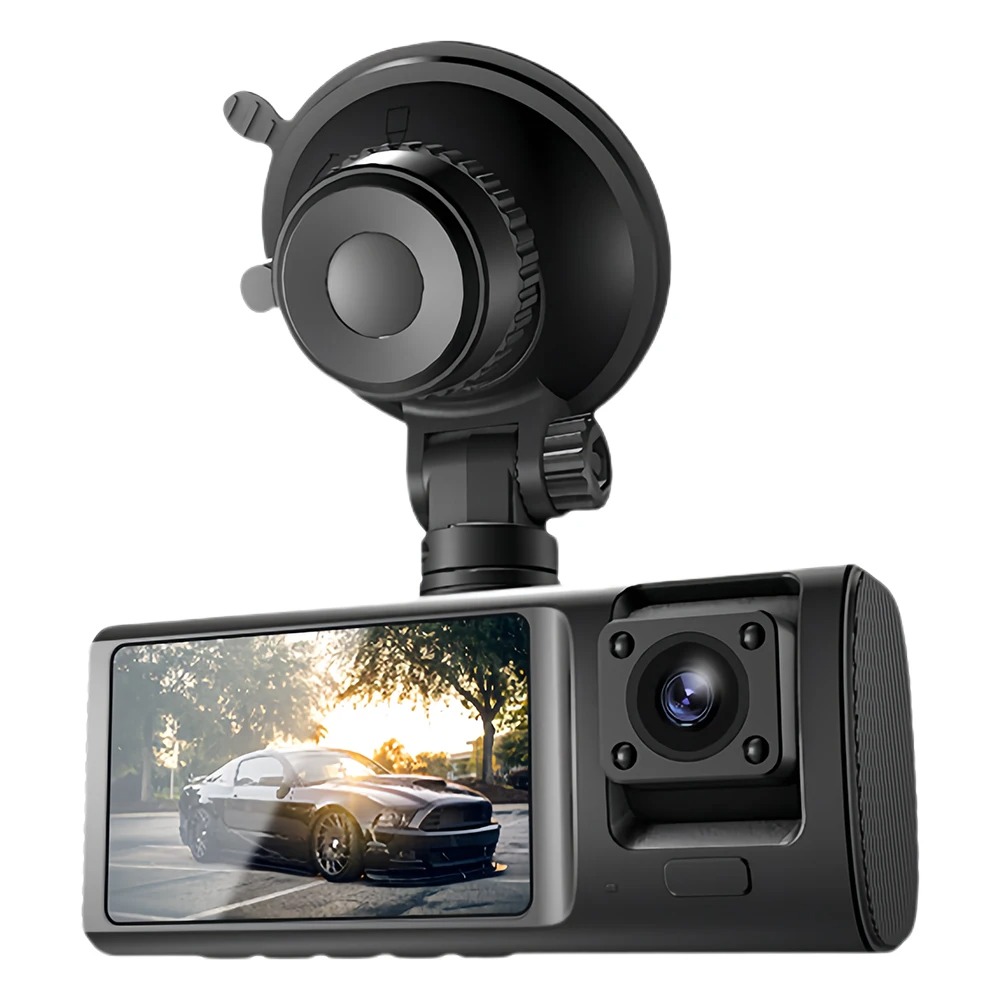 3-Lens Vehicle Dash Cam HD 1080P IR Night Vision Three Way Camera DVR ...