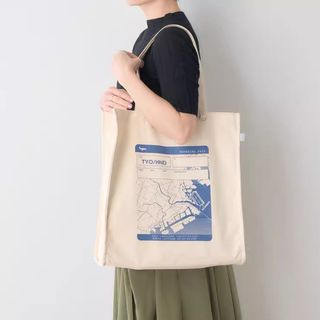 日本 Map Design GALLERY 米白色帆布 TYO/HND地圖 側咩袋64228595998593110