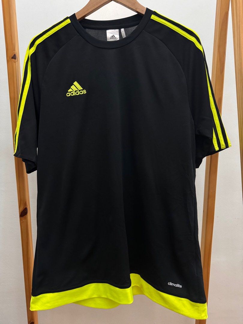 Adidas Climalite Sports Tee (Category: Activewear) located in Makati City. Submitted by thiftdirection (Listing ID 1379659268, Image 2). Description: Adidas Climalite Sports Tee Level up your game with this black Adidas performance shirt featuring neon yellow stripes and logo for that bold, athletic edge. Lightweight, breathable, and made with Climalite fabric to keep you cool and dry during every move. Perfect for training, running, or daily act
