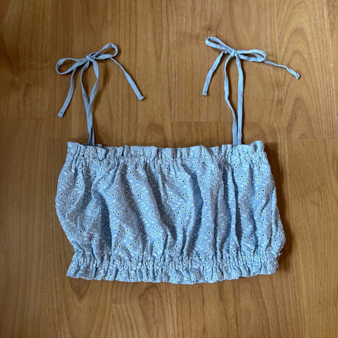Blue eyelet smocked bralette beach top (Category: Sleeveless) located in Paranaque City. Submitted by eatc__ (Listing ID 1379592850, Image 2). Description: .