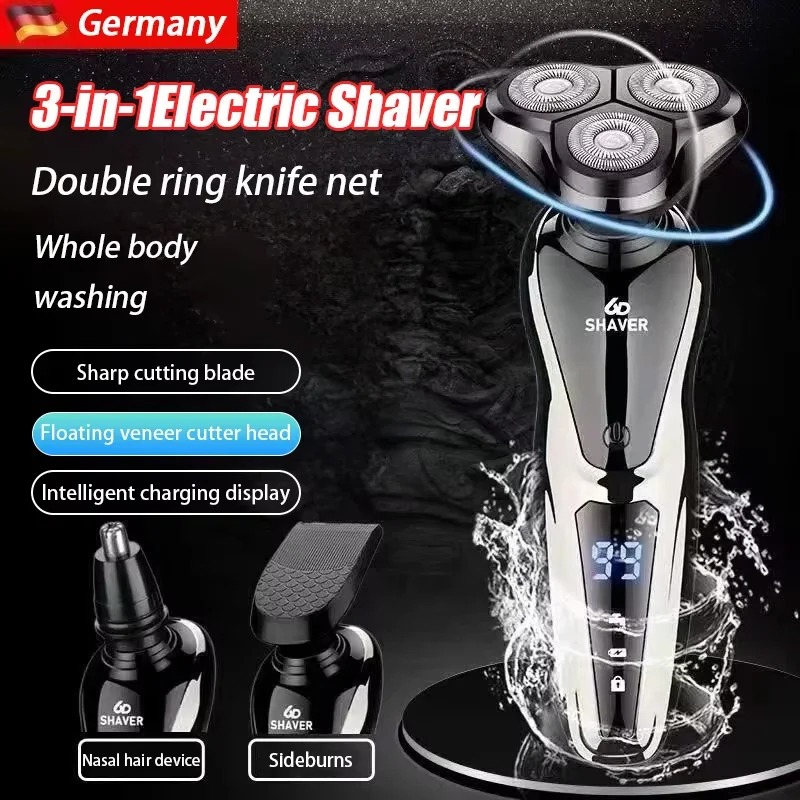 Electric Shaver 3-in-1 Double Head 5000 Digital Display Head Washable ...
