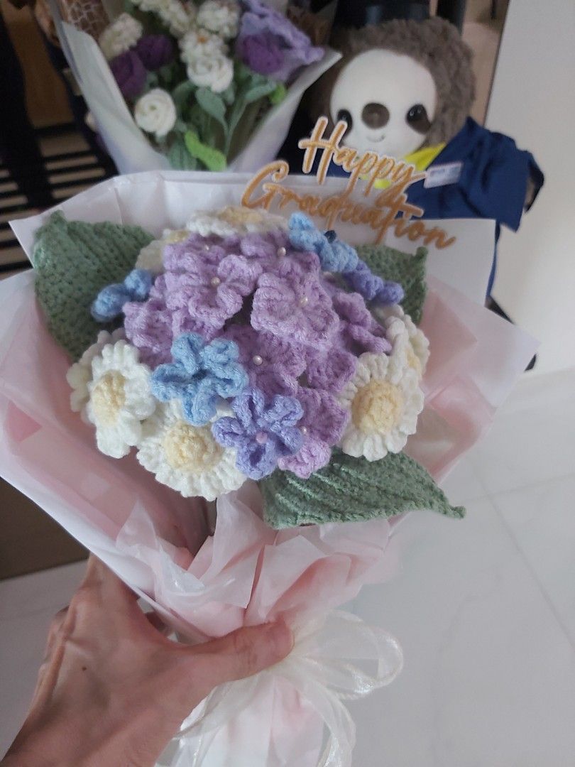 Graduation Crochet Flower Bouquet (Category: Handmade Craft) located in Singapore. Submitted by arty.angelng (Listing ID 1379658368, Image 1). Description: customisable.