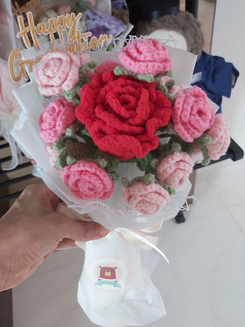 Graduation Crochet Flower Bouquet (Category: Handmade Craft) located in Singapore. Submitted by arty.angelng (Listing ID 1379658368, Image 3). Description: customisable.